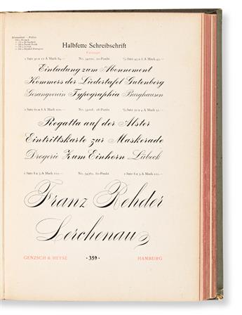 [SPECIMEN BOOK — SCHRIFTGIESSEREI GENZCH & HEYSE]. Proben von Schriften Initialen und Verzierungen. Hamburg, 1902.